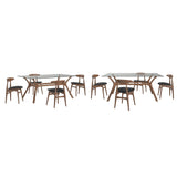 Sylvestria Mid-Century Walnut Finish Rectangular Dining Set