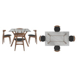 Sylvestria Mid-Century Walnut Finish Rectangular Dining Set