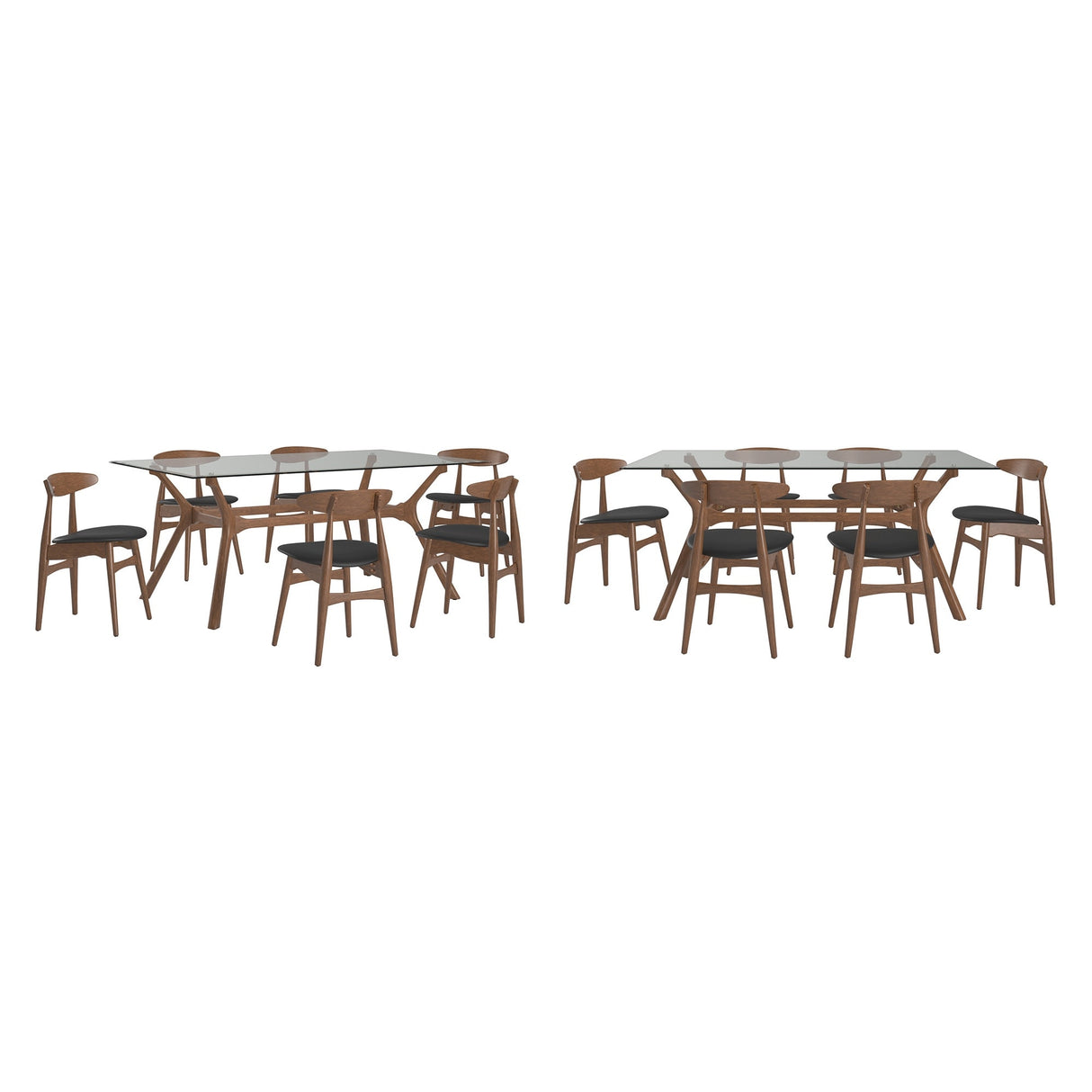 Sylvestria Mid-Century Walnut Finish Rectangular Dining Set