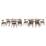 Sylvestria Mid-Century Walnut Finish Rectangular Dining Set