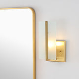 Sylvie 5.5" 1-Light Modern Coastal Iron/Glass LED Sconce, Brass Gold (Set of 2) by JONATHAN Y