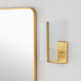 Sylvie 5.5" 1-Light Modern Coastal Iron/Glass LED Sconce, Brass Gold (Set of 2) by JONATHAN Y