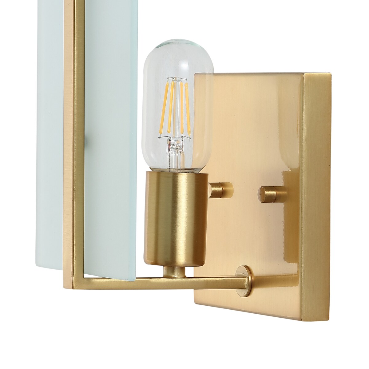 Sylvie 5.5" 1-Light Modern Coastal Iron/Glass LED Sconce, Brass Gold (Set of 2) by JONATHAN Y