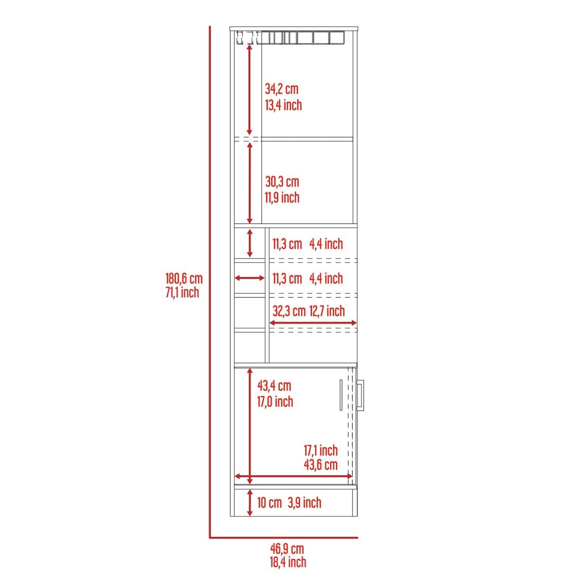 Syrah Corner Bar Cabinet, Double Door, Two Open Shelves