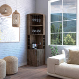 Syrah Corner Bar Cabinet, Double Door, Two Open Shelves