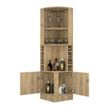 Syrah Corner Bar Cabinet, Double Door, Two Open Shelves