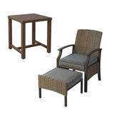 TAWSON Matching Side Table - 4 Piece Wicker Patio Bistro Set with Premium Fabric Cushions Ottoman Included