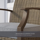 TAWSON Matching Side Table - 4 Piece Wicker Patio Bistro Set with Premium Fabric Cushions Ottoman Included