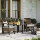 TAWSON Matching Side Table - 4 Piece Wicker Patio Bistro Set with Premium Fabric Cushions Ottoman Included