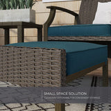 TAWSON Matching Side Table - 4 Piece Wicker Patio Bistro Set with Premium Fabric Cushions Ottoman Included