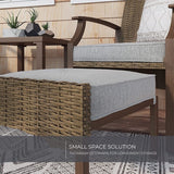 TAWSON Matching Side Table - 4 Piece Wicker Patio Bistro Set with Premium Fabric Cushions Ottoman Included