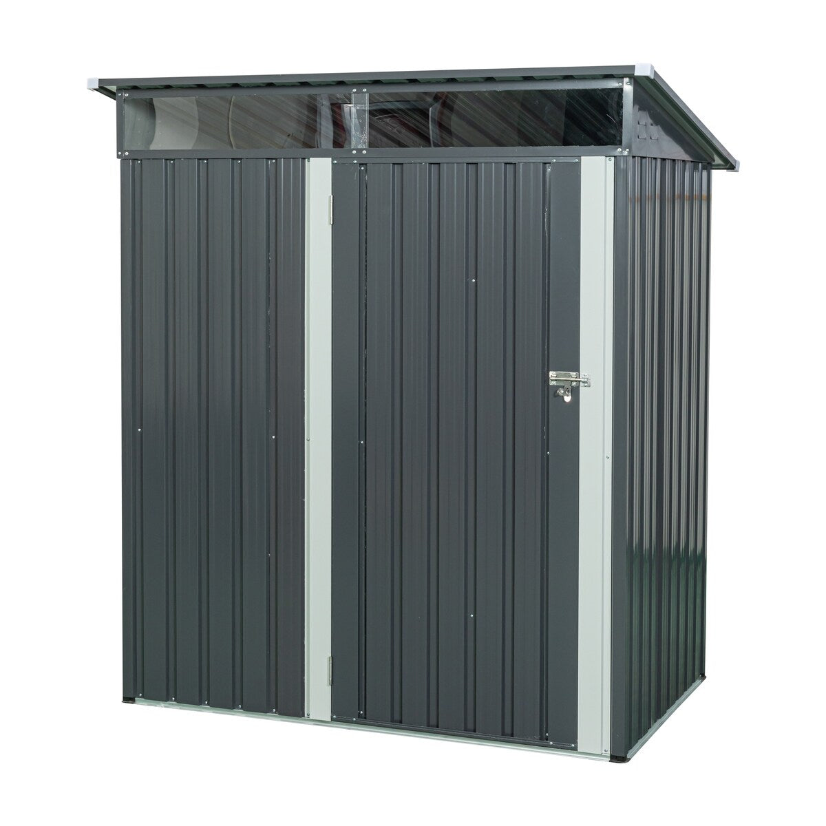 5 x 3 FT Outdoor Gray Metal Storage Shed Transparent Plate