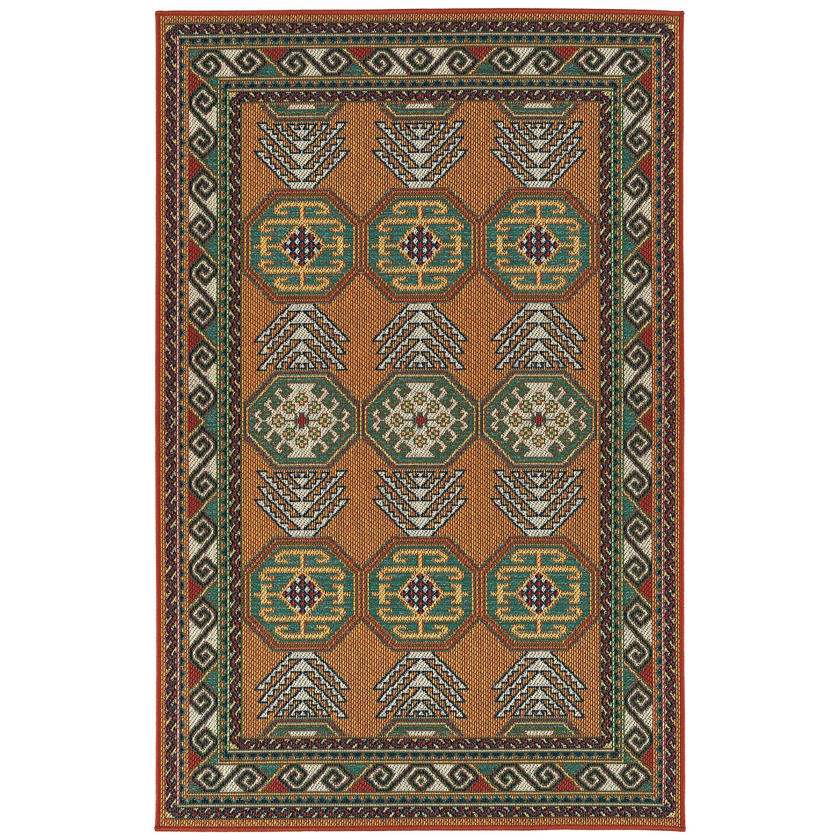 Lee Boulevard Collection Orange Machine Made Indoor/Outdoor Area Rug
