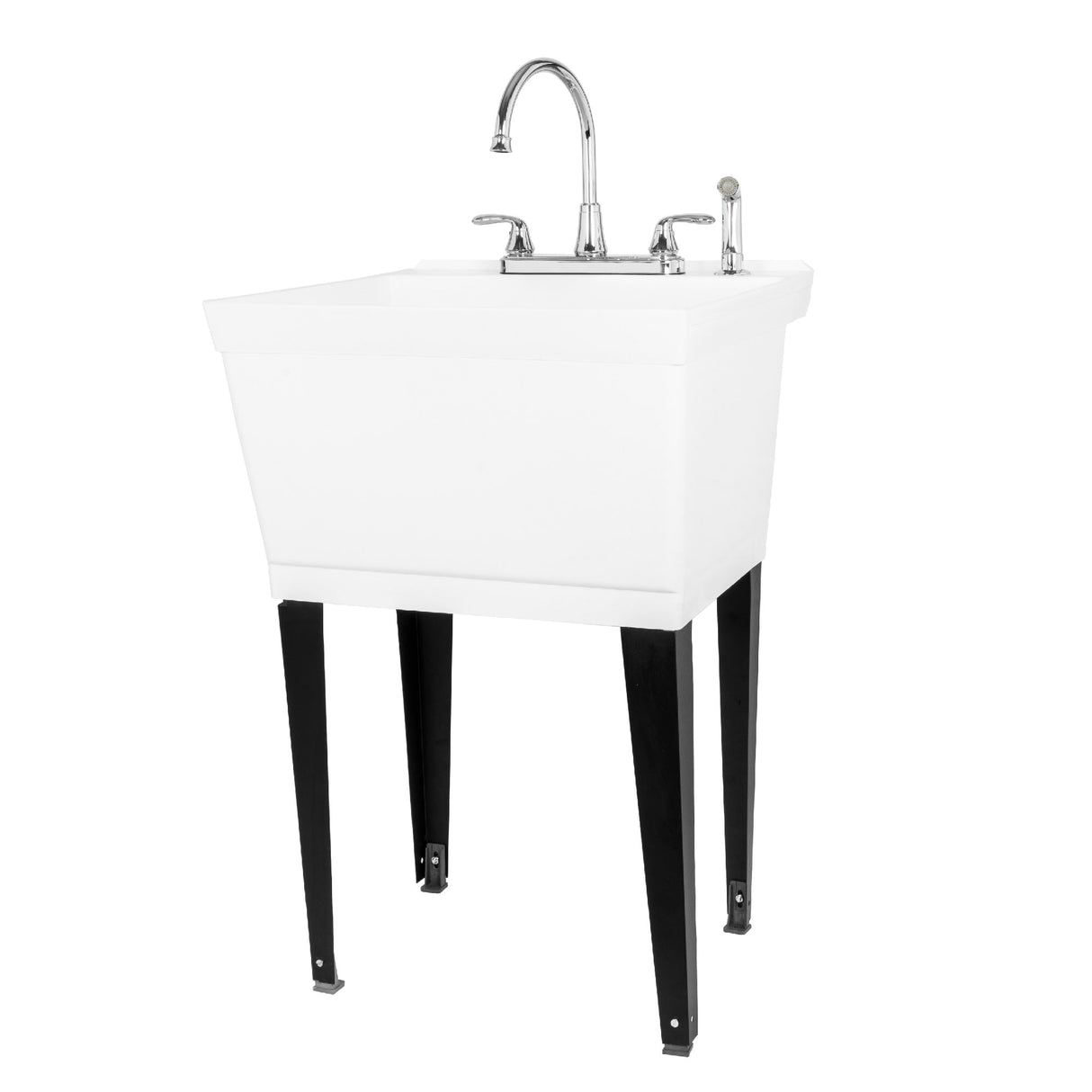 TEHILA Utility Sink Laundry Tub with Gooseneck Faucet and Side Sprayer