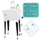TEHILA Utility Sink Laundry Tub with Gooseneck Faucet and Side Sprayer