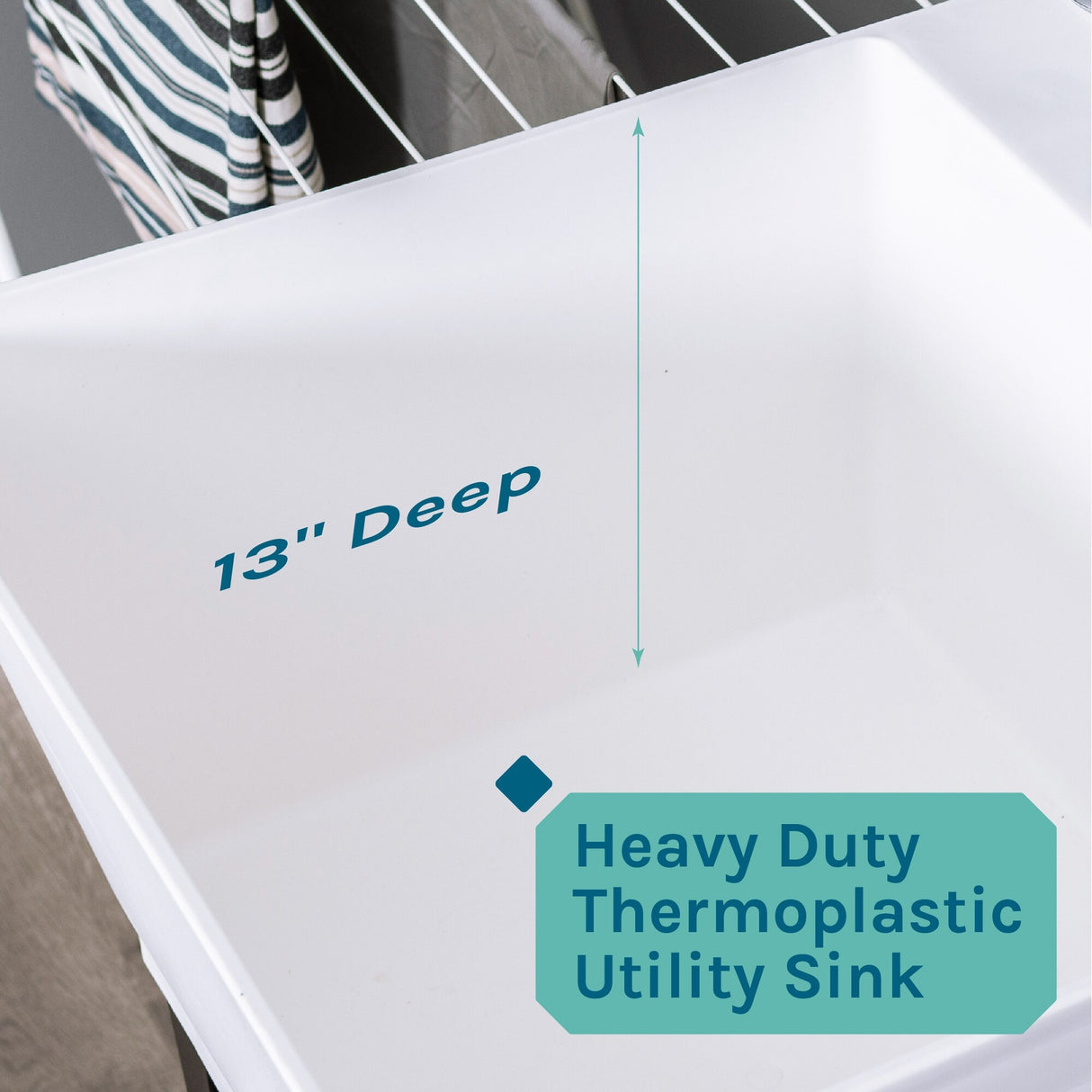 TEHILA Utility Sink Laundry Tub with Gooseneck Faucet and Side Sprayer