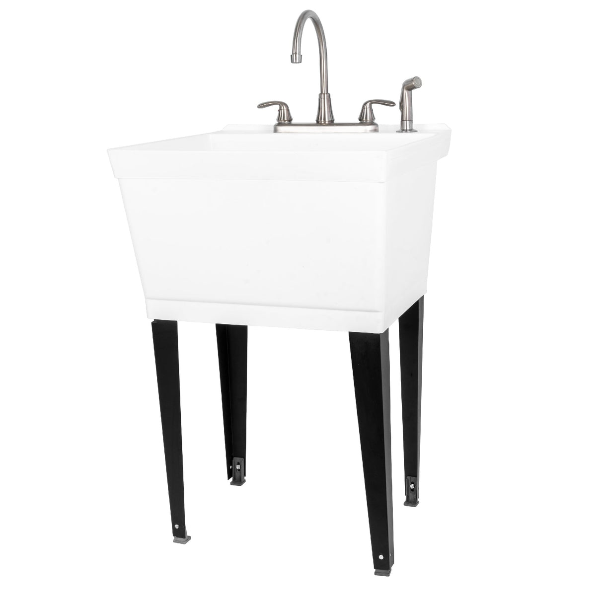 TEHILA Utility Sink Laundry Tub with Gooseneck Faucet and Side Sprayer