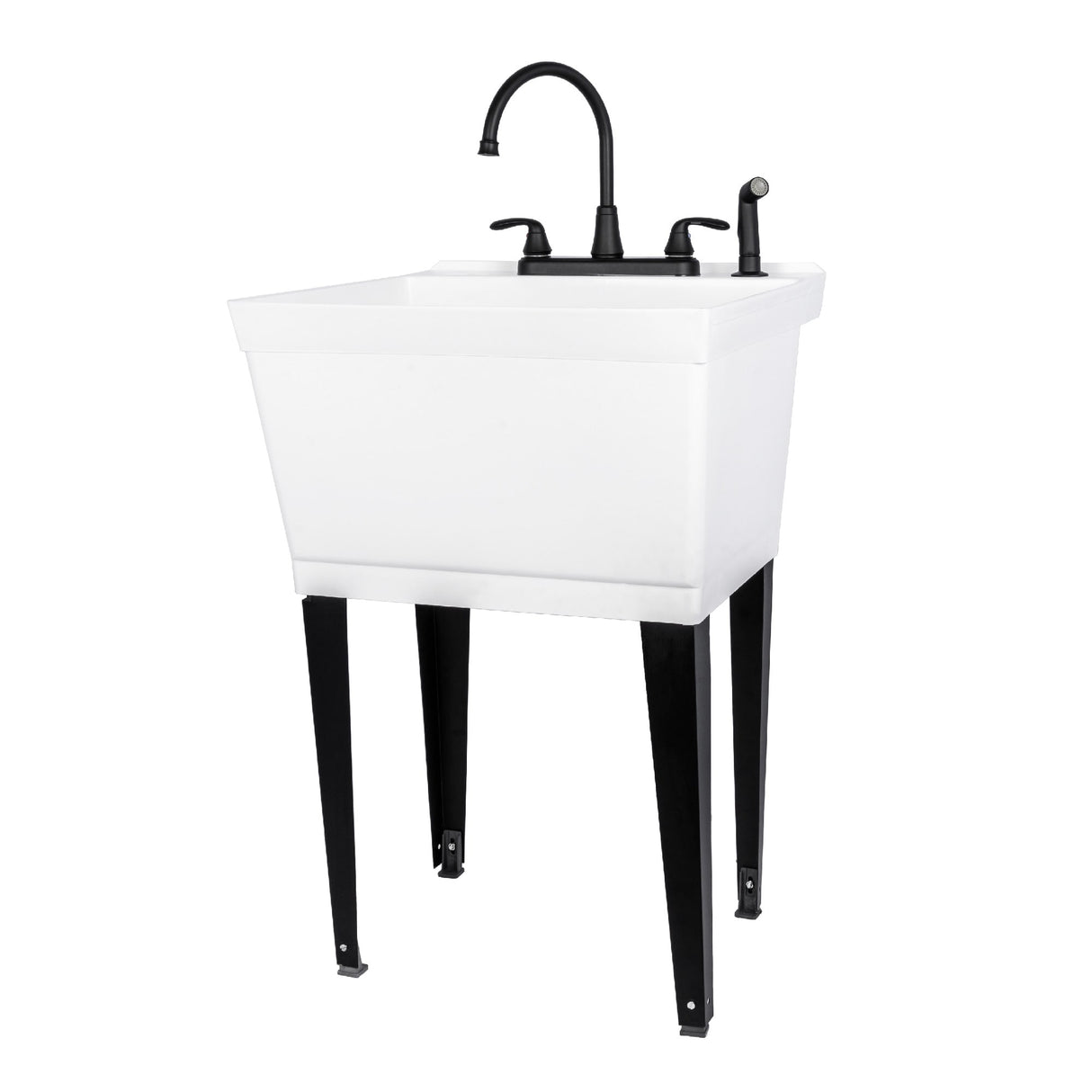 TEHILA Utility Sink Laundry Tub with Gooseneck Faucet and Side Sprayer