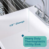 TEHILA Utility Sink Laundry Tub with Gooseneck Faucet and Side Sprayer