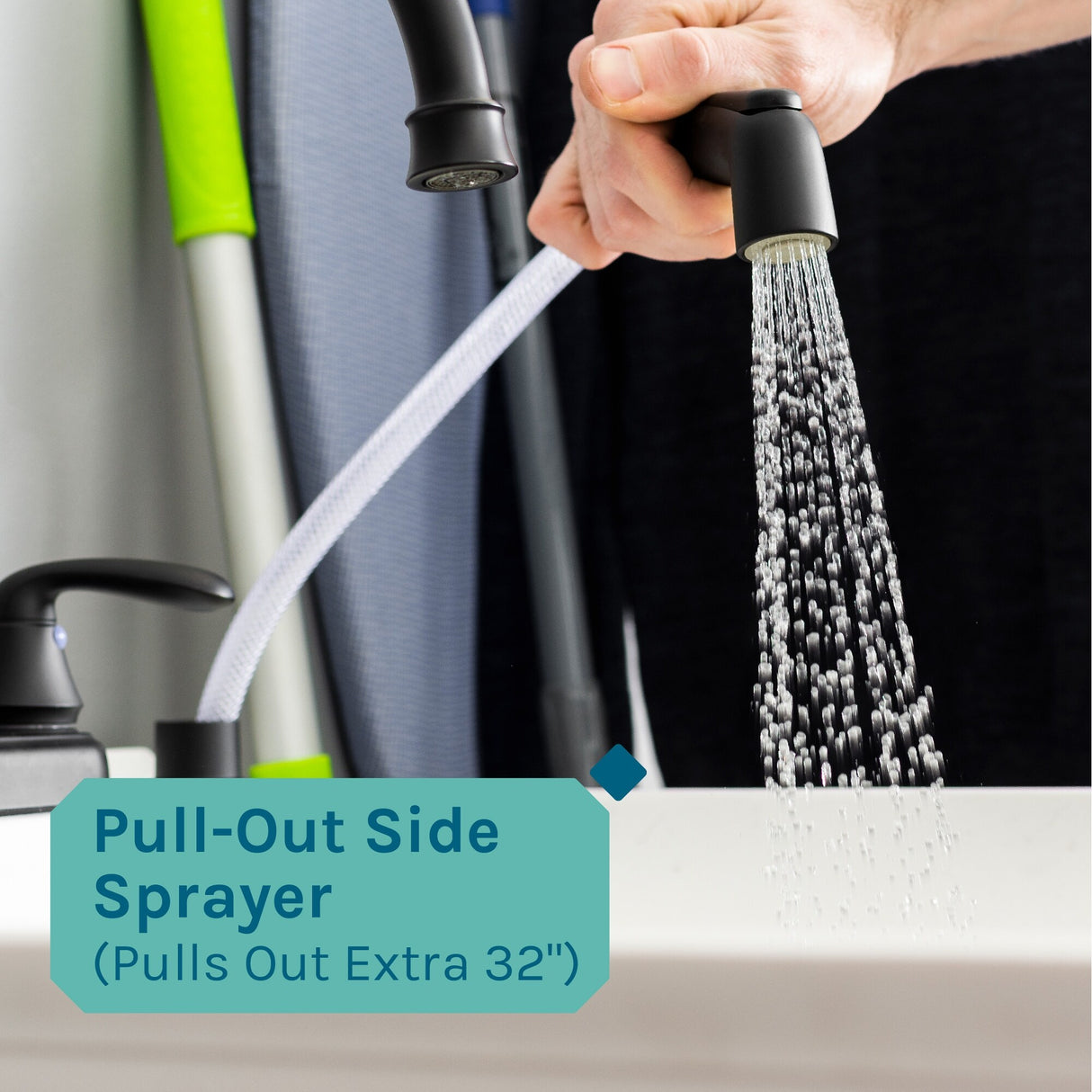 TEHILA Utility Sink Laundry Tub with Gooseneck Faucet and Side Sprayer