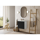 TENOR frameless, modern wall hung 24 inch bathroom vanity with sink for small and narrow bathrooms and powder rooms