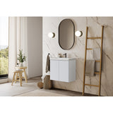 TENOR frameless, modern wall hung 24 inch bathroom vanity with sink for small and narrow bathrooms and powder rooms