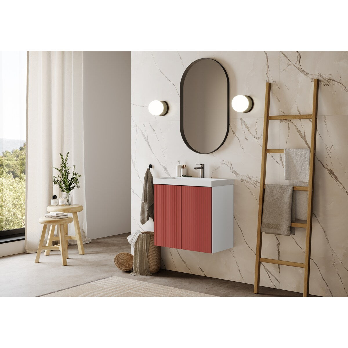 TENOR frameless, modern wall hung 24 inch bathroom vanity with sink for small and narrow bathrooms and powder rooms