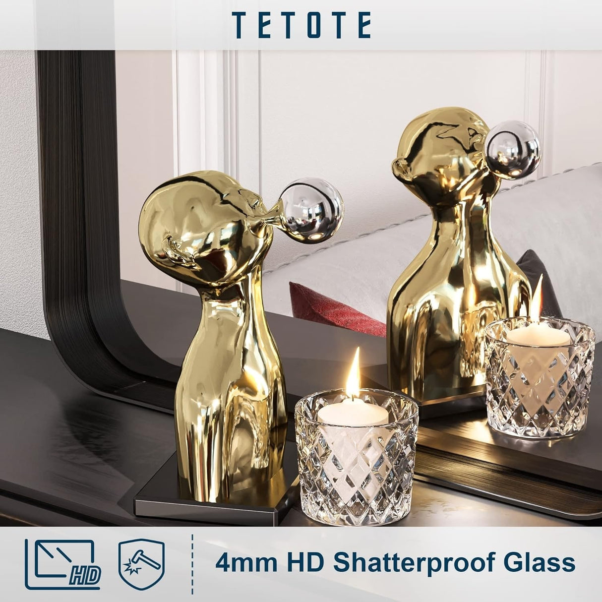 TETOTE Modern Arch Bathroom Wall Mounted Vanity Mirrors