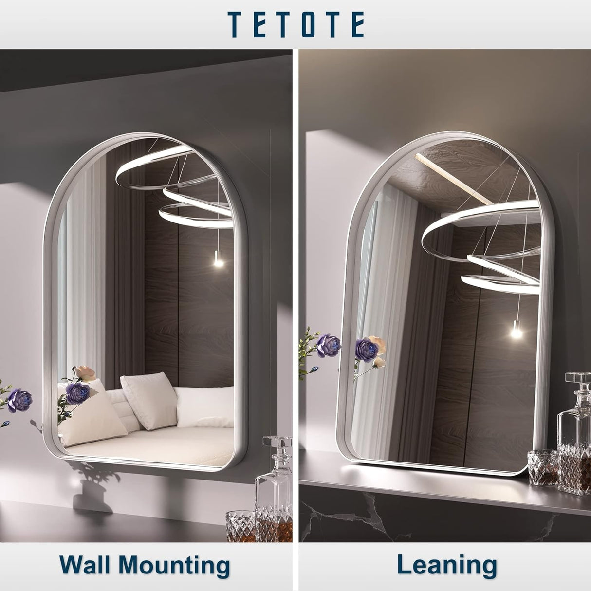 TETOTE Modern Arch Bathroom Wall Mounted Vanity Mirrors