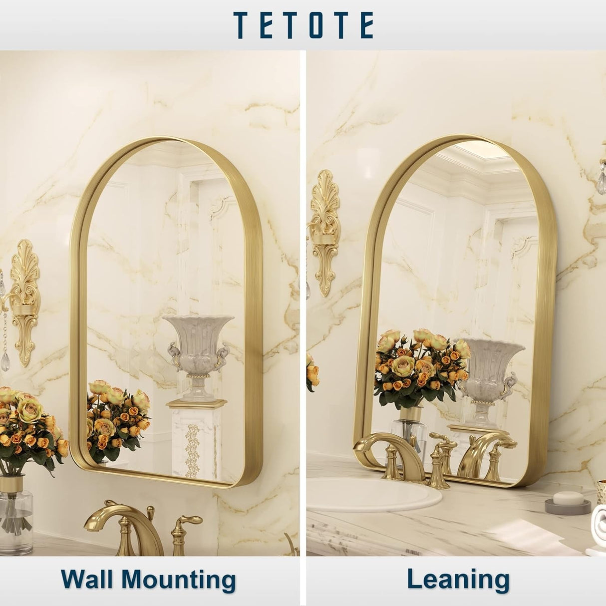 TETOTE Modern Arch Bathroom Wall Mounted Vanity Mirrors