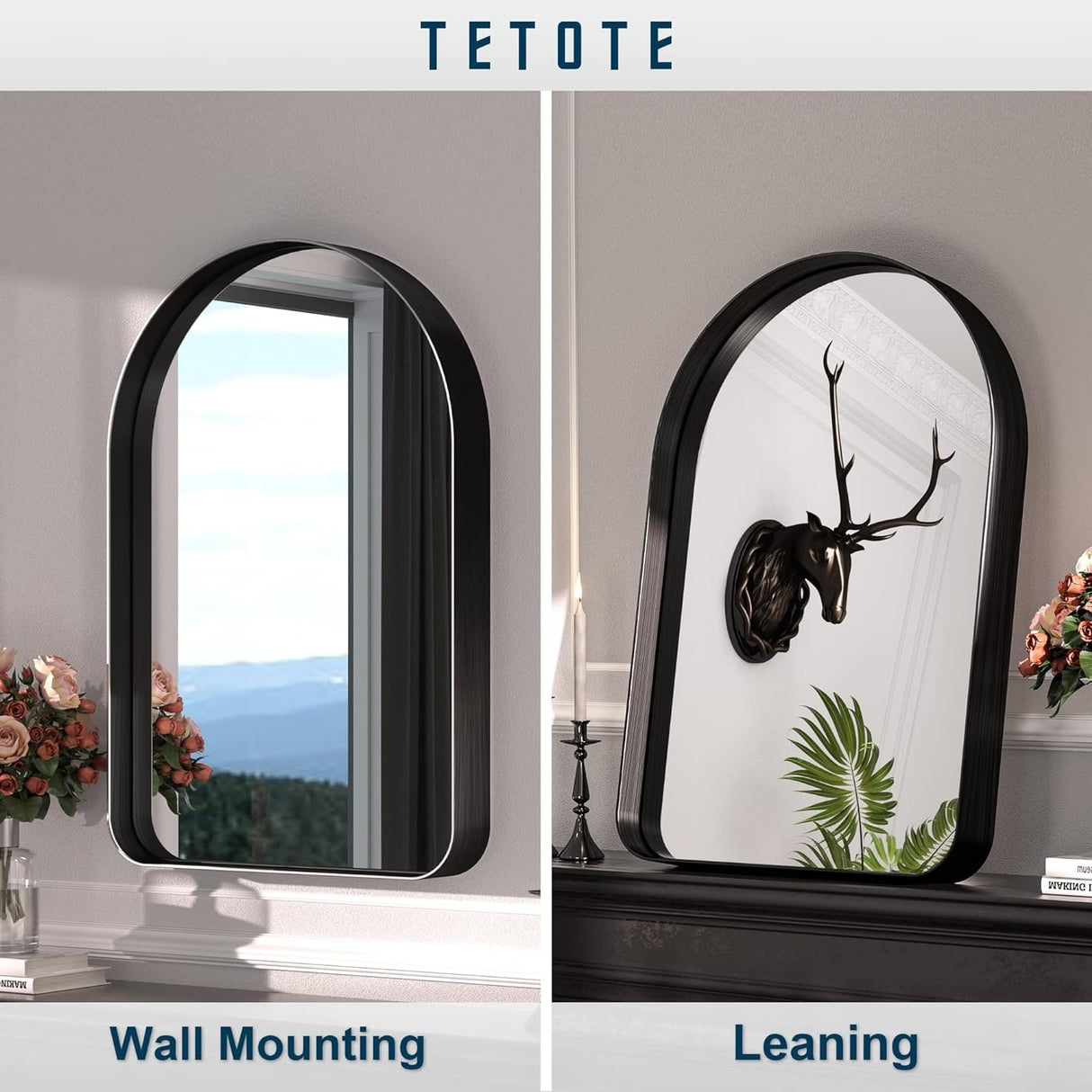 TETOTE Modern Arch Bathroom Wall Mounted Vanity Mirrors