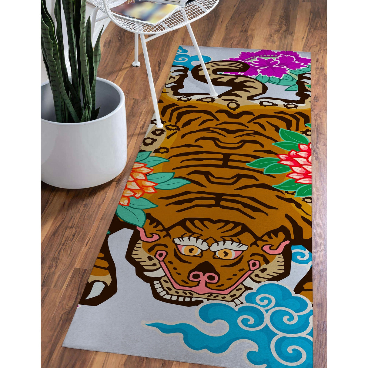 TIBETAN TIGER FLORAL SKY Area Rug By Kavka Designs
