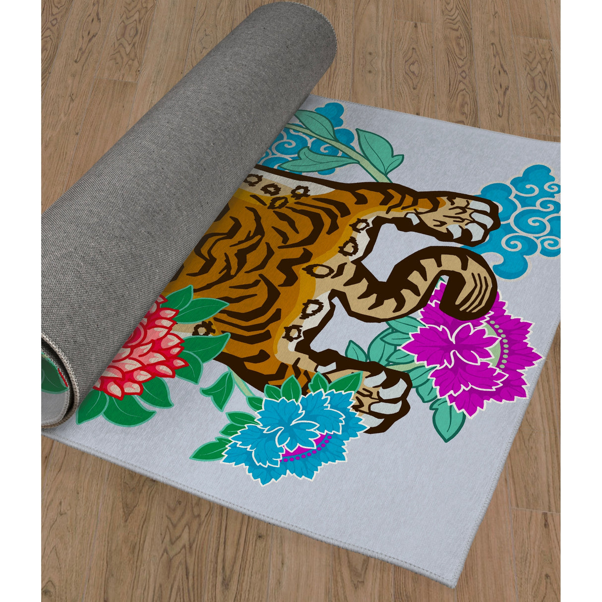 TIBETAN TIGER FLORAL SKY Area Rug By Kavka Designs