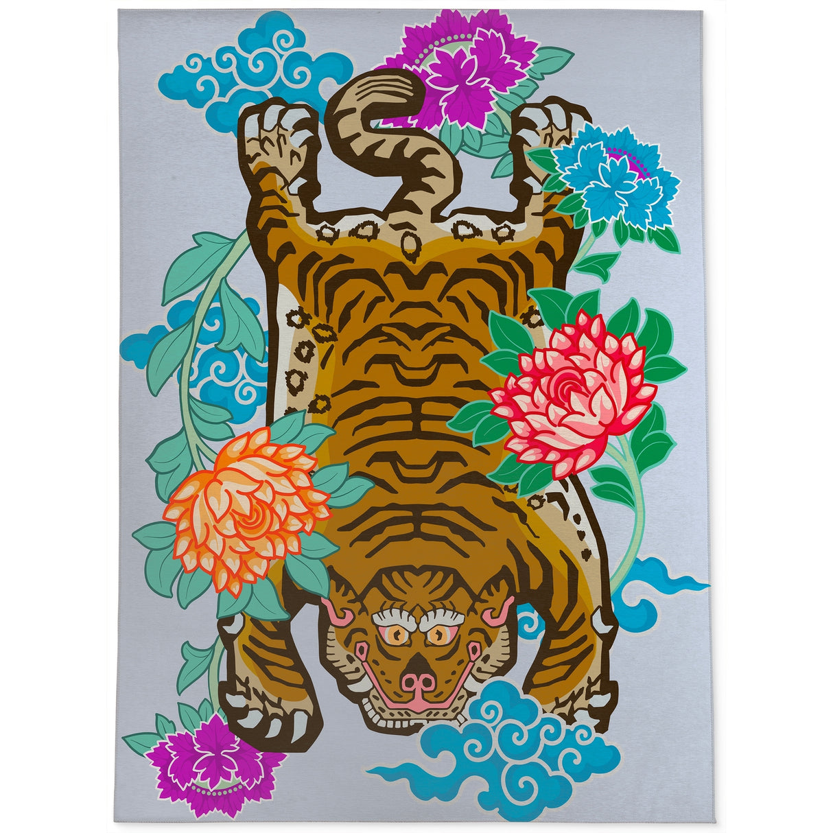 TIBETAN TIGER FLORAL SKY Area Rug By Kavka Designs