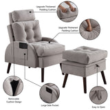 HOMYKA Upholstered Chaise Lounge Chair with Adjustable Backrest Storage Ottoman