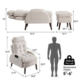 HOMYKA Upholstered Chaise Lounge Chair with Adjustable Backrest Storage Ottoman