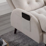 HOMYKA Upholstered Chaise Lounge Chair with Adjustable Backrest Storage Ottoman
