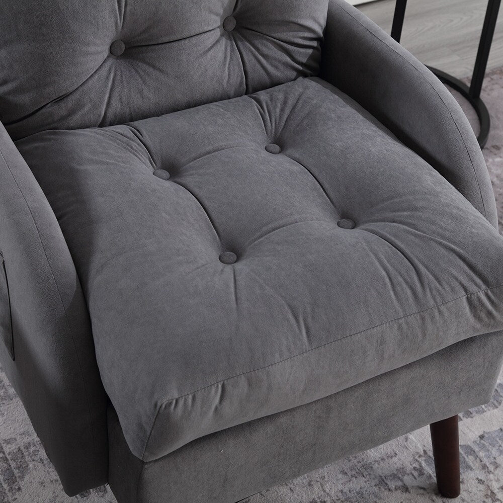 HOMYKA Upholstered Chaise Lounge Chair with Adjustable Backrest Storage Ottoman