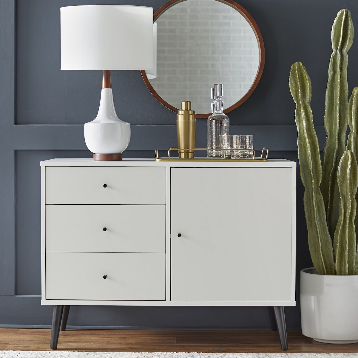 TMS Carroll Mid-Century Buffet, White
