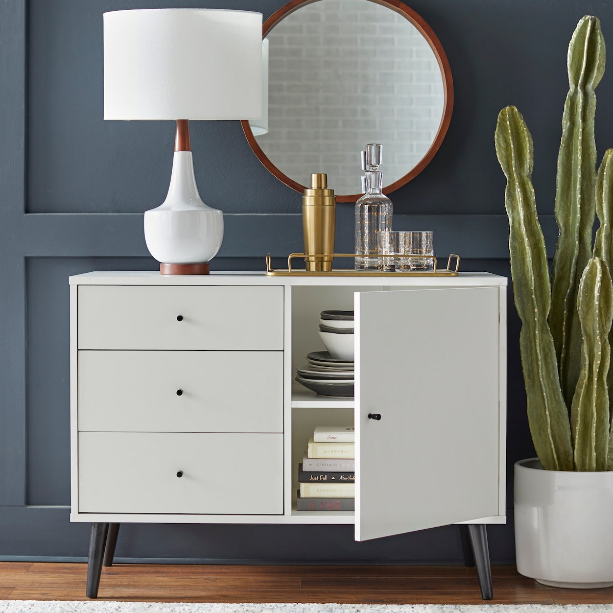 TMS Carroll Mid-Century Buffet, White