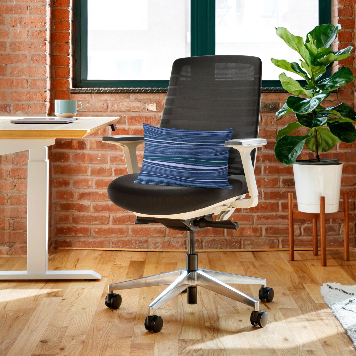 TO & FRO NAVY Lumbar Pillow By Jenny Lund