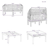TOPMAX 3-Piece Patio Daybed with Outdoor Metal Sectional Sofa Set