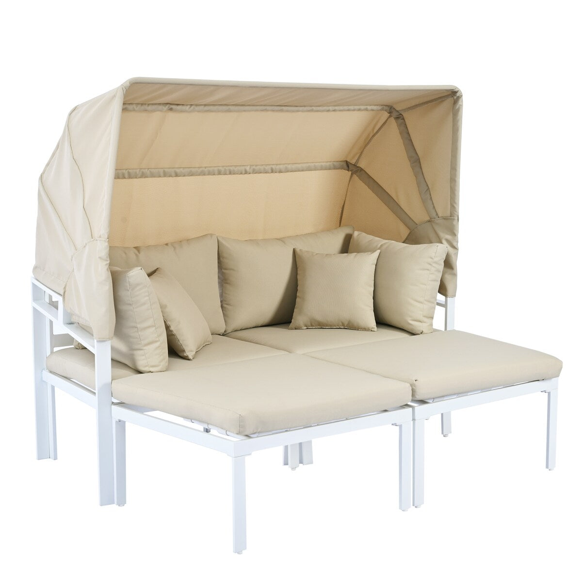 TOPMAX 3-Piece Patio Daybed with Outdoor Metal Sectional Sofa Set
