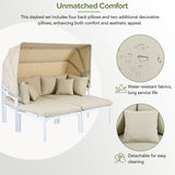 TOPMAX 3-Piece Patio Daybed with Outdoor Metal Sectional Sofa Set