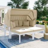 TOPMAX 3-Piece Patio Daybed with Outdoor Metal Sectional Sofa Set