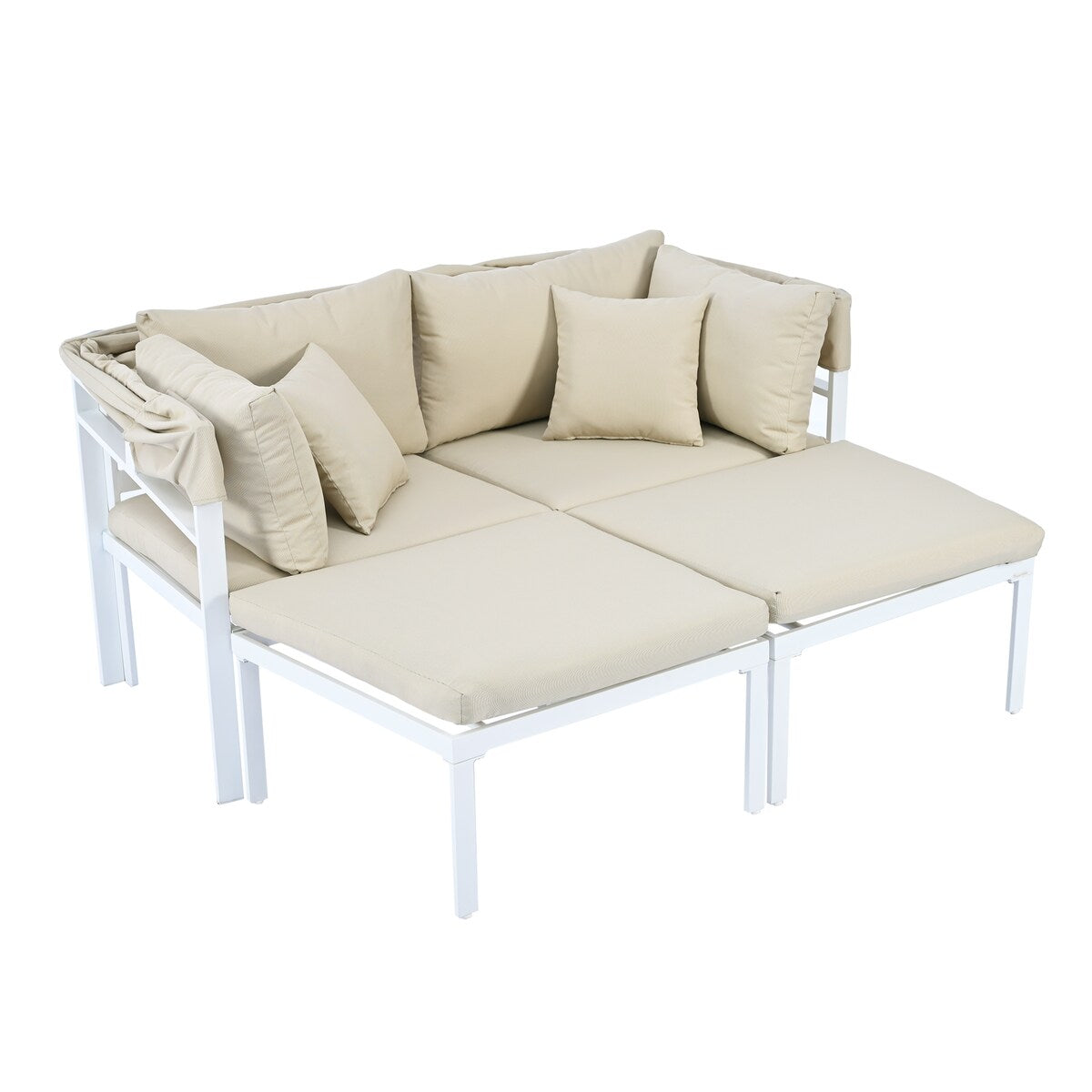 TOPMAX 3-Piece Patio Daybed with Outdoor Metal Sectional Sofa Set