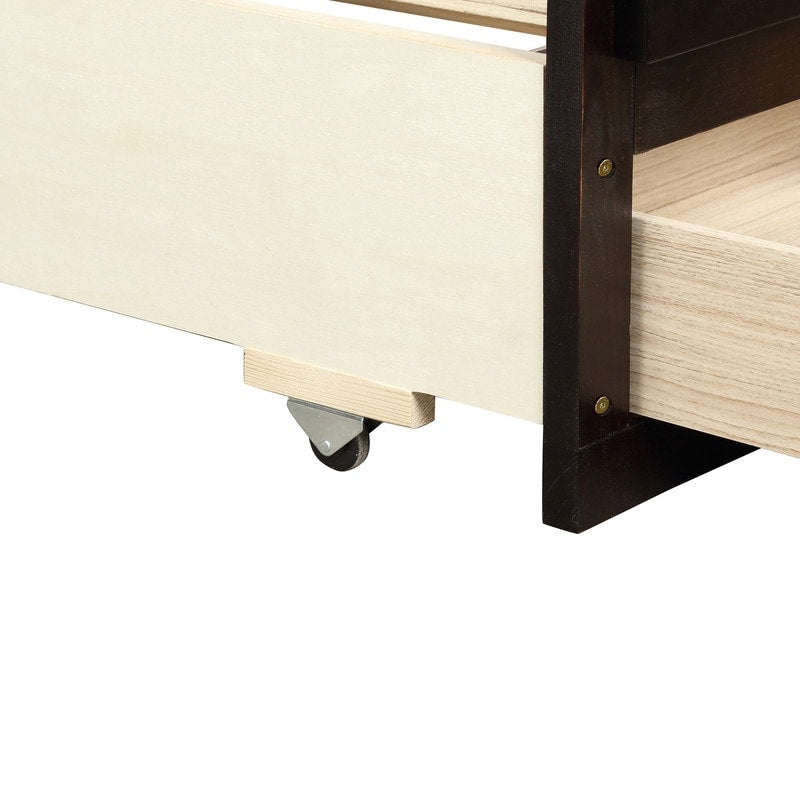 TOPMAX Captain's Bed Twin Daybed with Trundle Bed and Storage Drawers,Twin Bed Features Hideaway For Space Saving Purpose
