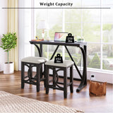 TOPMAX Farmhouse 3-Piece Counter Height Dining Table Set with USB Port