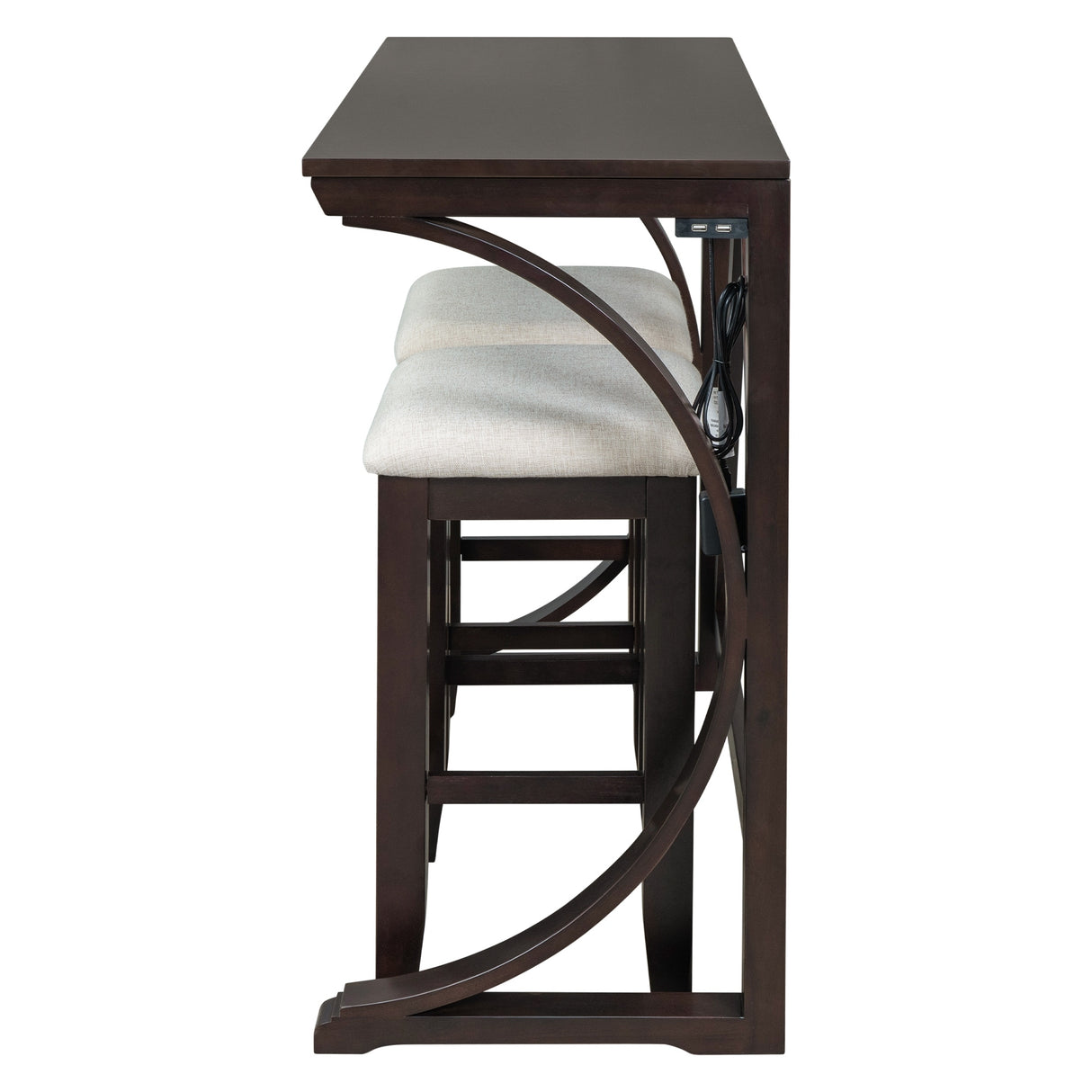 TOPMAX Farmhouse 3-Piece Counter Height Dining Table Set with USB Port