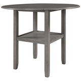 TOPMAX Farmhouse Round Counter Height Kitchen Dining Table with Drop Leaf and One Shelf for Small Places